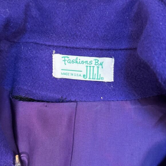 Fashions by Jill Vtg 80s Purple Double breasted 100% Wool Coat Lined Small USA - Picture 9 of 14